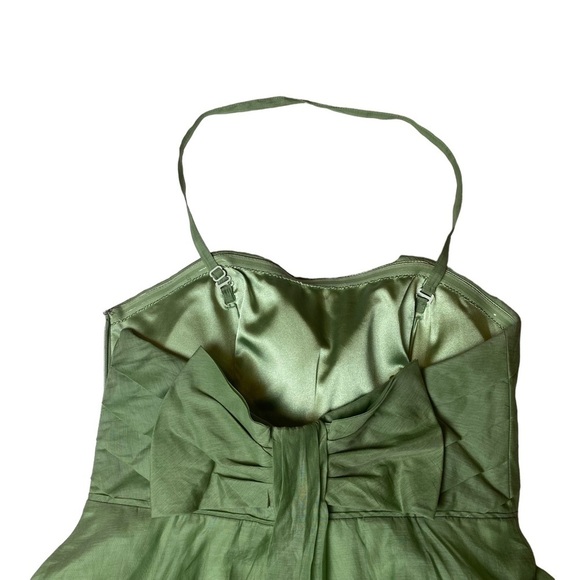 Jessica Simpson Dress 6 Strapless Party Green Sundress Elegant Frock Bow Back‎ - Picture 8 of 14